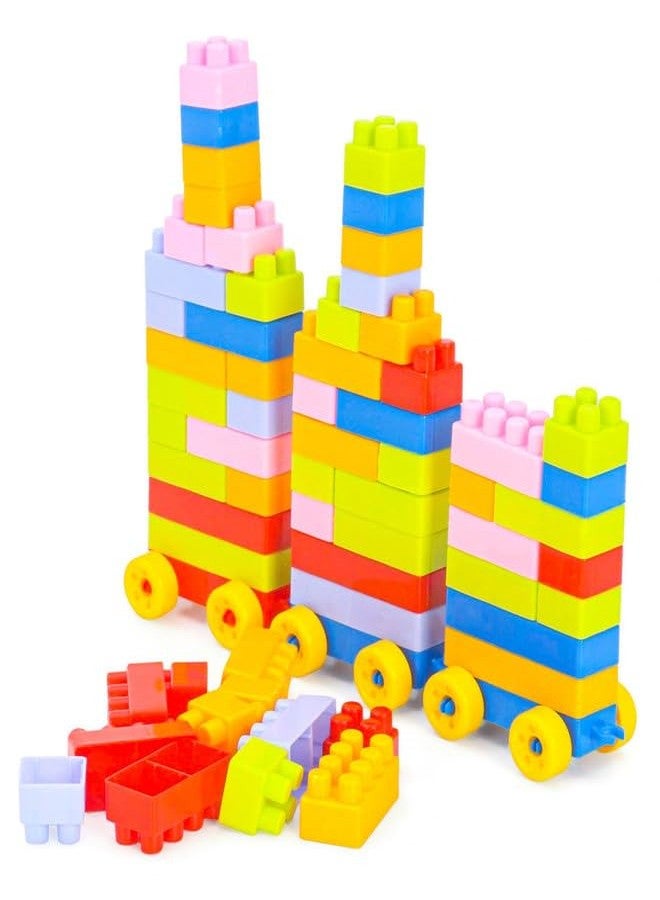 Toy Vibes Plastic Junior Builders Building Blocks Set 1-155 Pieces, Edu-cational Toy, Classic Board Games for Kids Boys and Girls (Multi Color) - Image 2